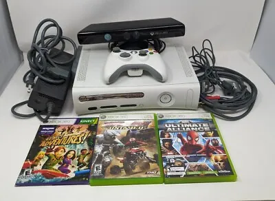 2007 Microsoft Xbox 360 White 20GB System Console Bundle Working 3 Games Kinect • $79.99