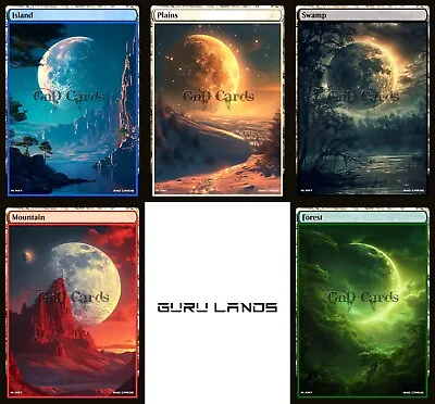 Guru Land Set Of Non-Foil Altered Basic Lands MTG • $15