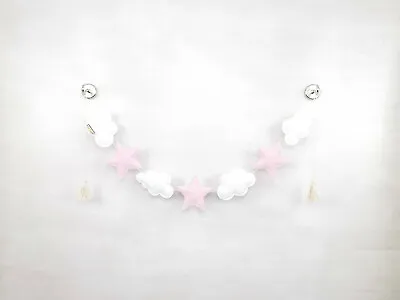 £18 • Buy Handmade White CLOUDS Pink STARS Home Wedding Nursery Bunting Garland Tassels