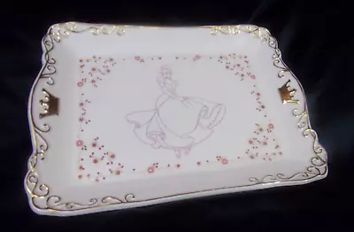 Vintage Disney Cinderella Royal Dreams Heavy Gold Rim Serving Tray 14.5  X 10.5  • $95