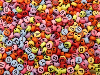 7mm Mixed Colour Opaque Letter Beads Coin Round Jewellery Kids Craft Beading ML • £4.75