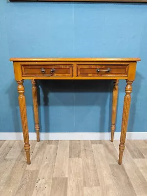 Vintage Yew Hall Console Table With Drawer  Turned Legs Side Table Writing Desk • £150