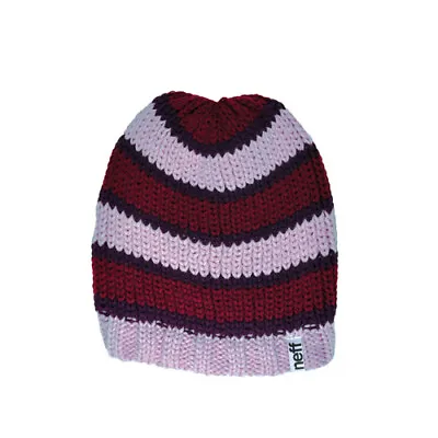 Neff Natalia Acrylic Beanie Women's One Size Fits Most Pink / Red Stripes New • £14.83