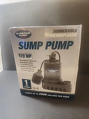 Superior Pump 1/3 HP Submersible Thermoplastic Sump Pump 92370 • $49.95