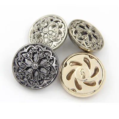 12pcs Fashion Hollow Flower Metal Round Shank Button Coat Sewing Buttons 18 25mm • £4.79