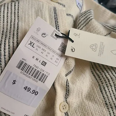 Zara Striped Shirt Ecrue Size Xl | 7545/226 • $45