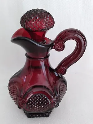Vintage AVON 1876 Cape Cod Collection Ruby Red Cruet With Stopper (150 Ml) • $6