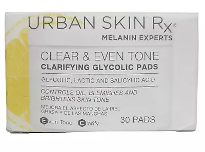 URBAN SKIN Rx Clear & Even Tone Clarifying Glycolic Pads 30 Pads Package Vary • $10.95