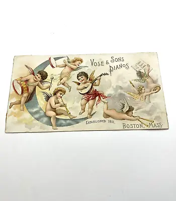 Vose & Sons Pianos Victorian Trade Card 1800s Boston Chicago Advertising Cherubs • $16.71
