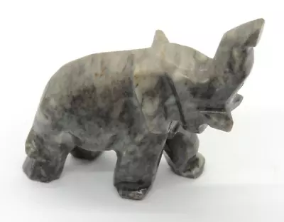 3” Hand Carved Marble Stone Trunk Up Elephant Figurine Good Luck Spirit Animal • $14.99