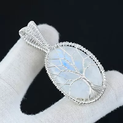 Rainbow Moonstone Pendant Handmade 925 Sterling Silver Pendant Gift For Her • $13.49