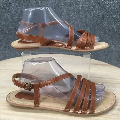 BOC Born Sandals Womens 9 M Aryz LT Strappy Slingback Z52441 Brown Faux Leather • $14.99