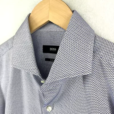 HUGO BOSS Shirt Mens 39 15.5 Jason Dress Slim Fit Button Up Long Sleeve Cotton • $34.99