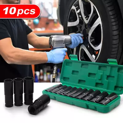 10Pcs 8-24Mm 1/2 Inch Drive Deep Impact Socket Set Metric Garage Tool Heavy AU • $21.89