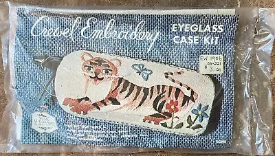 Vtg Elsa Williams Needlecraft Crewel Embroidery Kit Eyeglass Case Tiger KC393 • $34.99