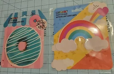 Momoko Brand: Set Of 2 Large Puffy Stickers Donut & Rainbow New Free Shipping • $12