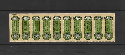 US State Revenue Stamps: West Virginia Liquor Seal #LS4; Pane/10; Unused • $29.99