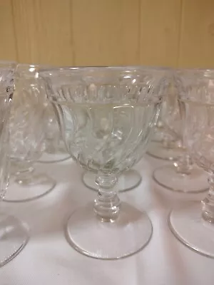 Vtg Fostoria COLONY Swirl Set Eleven  5 1/4  Wine Goblets Glasses  • $55