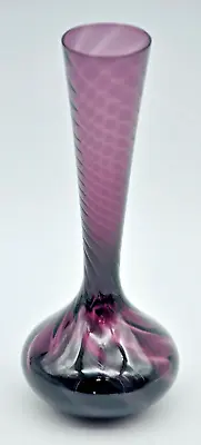 Vintage Hand Blown Spiral Amethyst Glass Vase 8 Inches Tall • $9.99