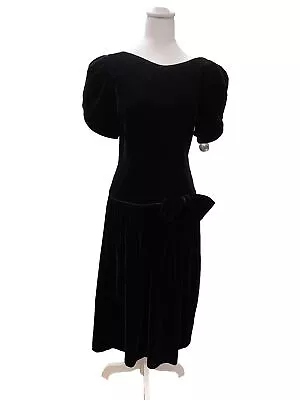 Velvet Vintage Black 80’s Style Evening Dress Padded Shoulders Zip Up SZ 9/10 • $25