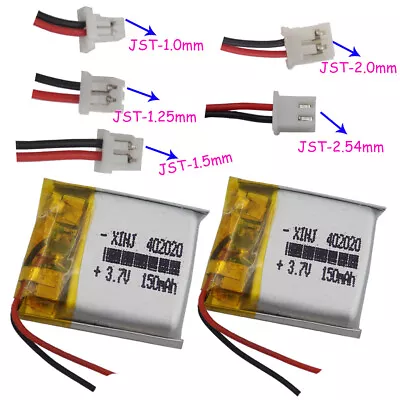 2pcs 3.7V 150 MAh Li Polymer Battery 402020 2pin JST-PH 1.0/1.25/1.5/2.0/2.54mm  • £5.88