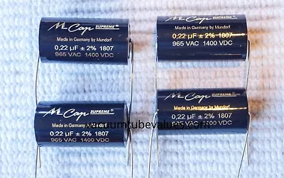 FOUR Mundorf MCap Supreme Aluminum Capacitor 0.22uf 0.22 Uf .22 1400VDC • $67.95