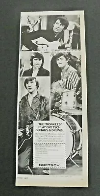 1967 Gretsch Guitars Drums Ad Monkees Photo • $20