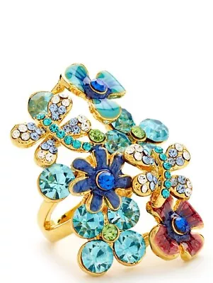 MEGHAN FABULOUS Aiden Flowerbomb Flower Cluster Ring Blue • $30