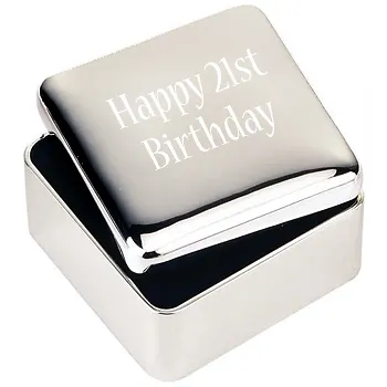 Silver JEWELLERY TRINKET BOX GIFT Happy 21st Birthday • £12.49