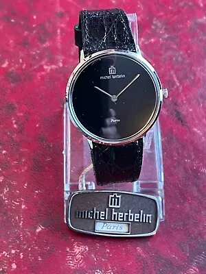 Michel Herbelin Unisex Paris Plated & Steel Mechanical Watch Croco. Strap. • $189.49