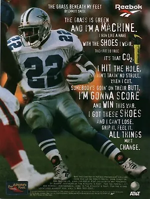 1994 Vintage Print Ad - Reebok Pump Shoe  Ad - Dallas Cowboys Emmitt Smith • $9.77