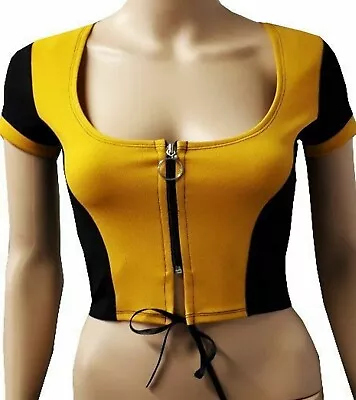 New Ladies Girls Women's Tops Cap Sleeve Contrast Zipper Crop Top  Size 6 To 18 • £6.50