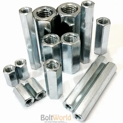 £3.13 • Buy High Hex Connection Nuts Hexagon Connector Connecting Rod Bar Stud Long Nut Zinc