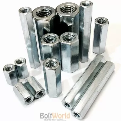 High Hex Connection Nuts Hexagon Connector Connecting Rod Bar Stud Long Nut Zinc • £3.09