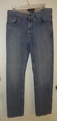 Tommy Hilfiger Mens 33x34 Medium/Light Wash Straight Freedom Fit Blue Jeans VTG • $19.99
