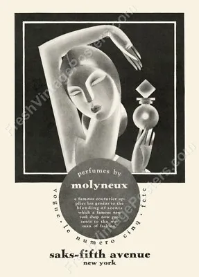 1920s Art Deco Woman Molyneux Perfume Vintage Ad NEW Poster 18x24 • $20.40
