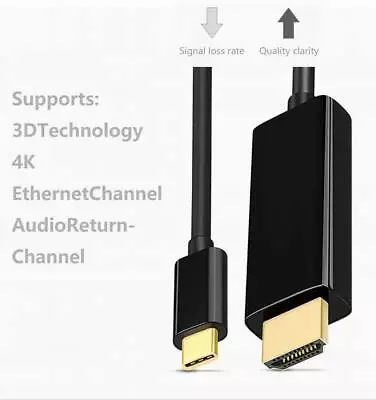 Type C To HDMI Cable Converter 4K HDTV USB Adapter For Samsung Galaxy HUAWEI 1M • £9.23