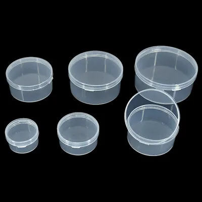 £2.75 • Buy Round Clear Lidded Small Plastic Box Home Organizer Jewelry Beads Storage Boxes