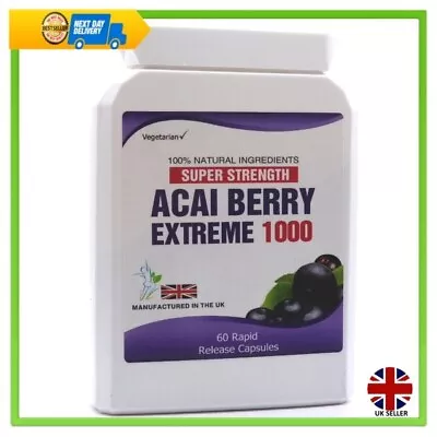 Acai Berry Extreme 1000 Pure Detox 60 Capsules Dietary Aid Supplement • £6.75