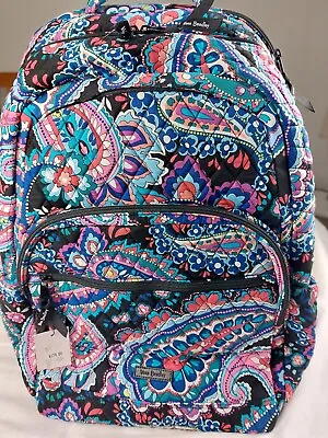 New NWT Vera Bradley Haymarket Paisley Black Floral LG Essential Laptop Backpack • $89.95