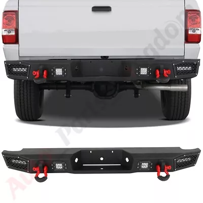 Rear Bumper For 1993-2011 Ford Ranger Pickup W/  LED Lights D-rings Steel Black • $453.90