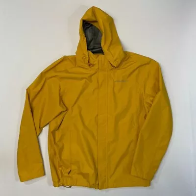 Eddie Bauer Men’s Protection Yellow Hooded Rain Jacket Windbreaker Packable XL • $38