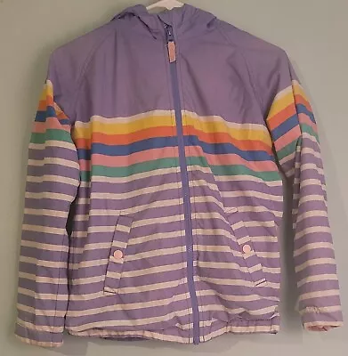 Mini Boden Jacket Girls 11-12Y Multicolor Striped Zip Up Hooded Long Sleeves • $25