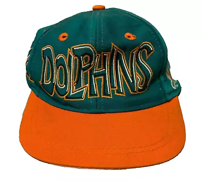 RARE Vintage 90's Miami Dolphins Drew Pearson Hat Graffiti SnapBack Youth Size • $50