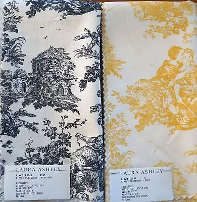 Laura Ashley Toile Sample Fabrics 2 (25  Square) 90 Cotton 10% Linen Gorgeous • £19.29