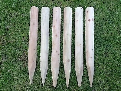 SET OF 6 - 18  Treated Fence Log Roll Wooden Stakes Pegs Edgers - FREE P &P • £17.90