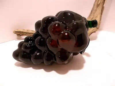 Murano-Style Studio Art Glass Fruit - Grapes With Leaves Farmhouse Fruit • $9.99