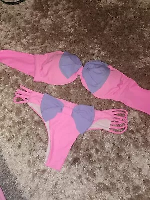 Instagram Boutique Bow Bespoke Handmade Unique Size 6 Bikini Neon Brazilian • £10