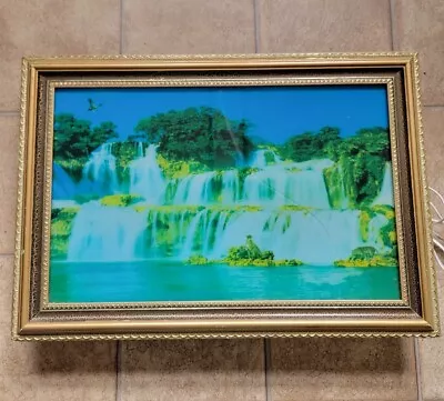 Vintage Framed Motion Tropical Waterfall Picture With Light And Sound As Is • $70