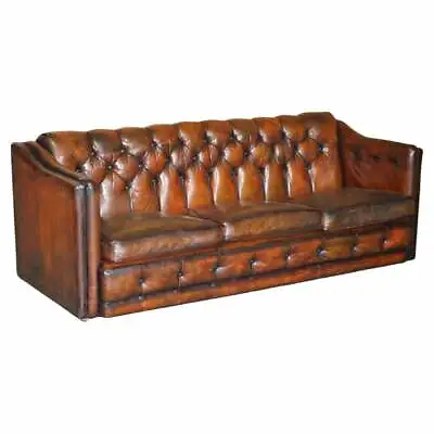 £10000 • Buy Circa 1920's Art Deco Fully Restored Chesterfield Brown Leather Sofa Part Suite